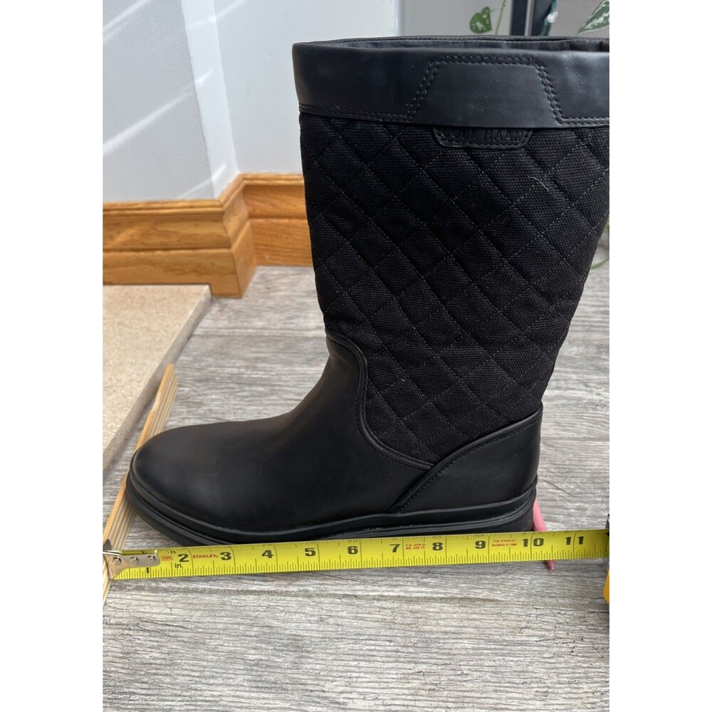 Cole Haan Quilted Women’s Pull  On Mid-Calf Boots Black Leather 7.5 Waterproof - Picture 13 of 13